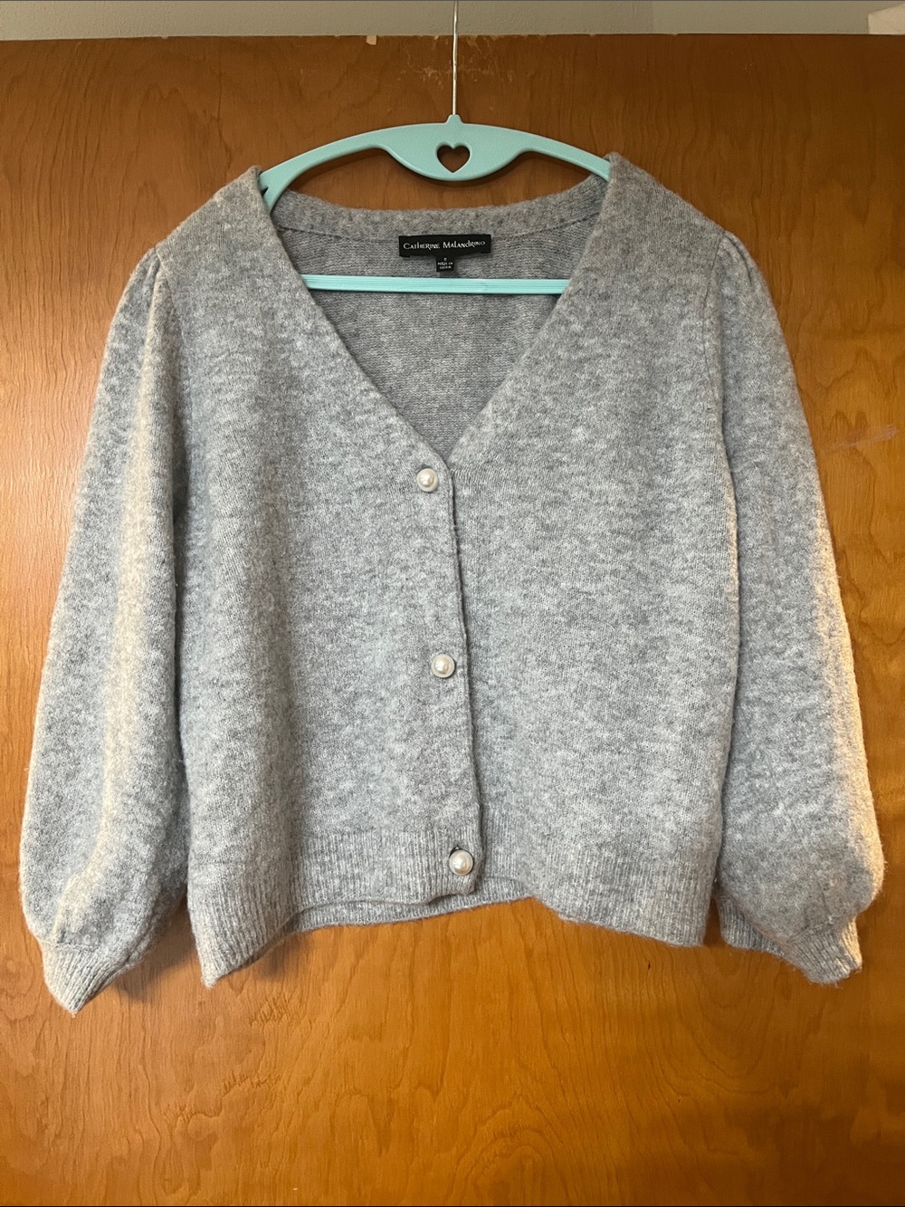 Catherine Malandrino grey pearl button cardigan